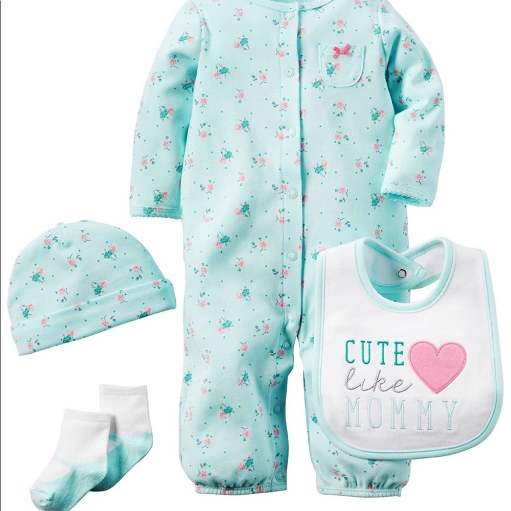 Carter's Baby Girl 4 Pc Matching Set blue florals